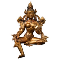 Beautiful old bronze Nepali Green Tara statue from Nepal