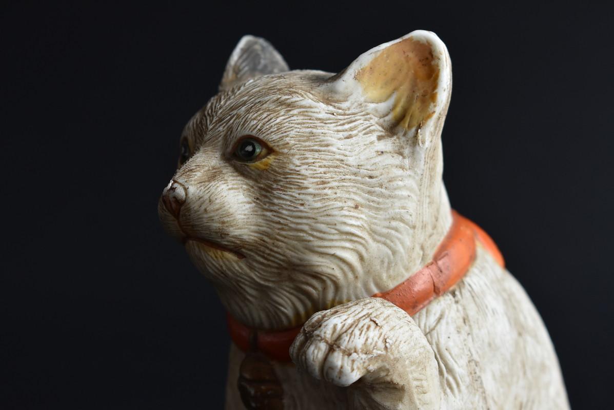 Beautiful Old Japanese Rare Pottery Cat/ Beckoning Cat/ Kutani Ware/ Meiji Era 5