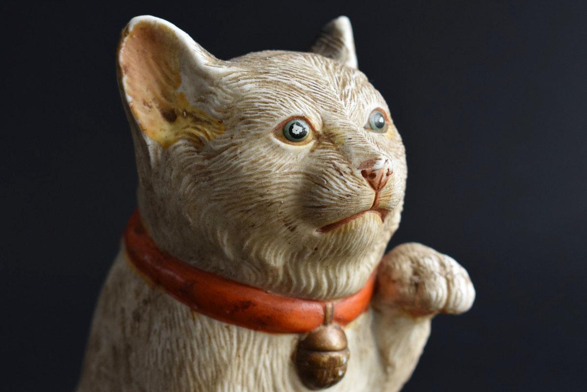 Beautiful Old Japanese Rare Pottery Cat/ Beckoning Cat/ Kutani Ware/ Meiji Era 3