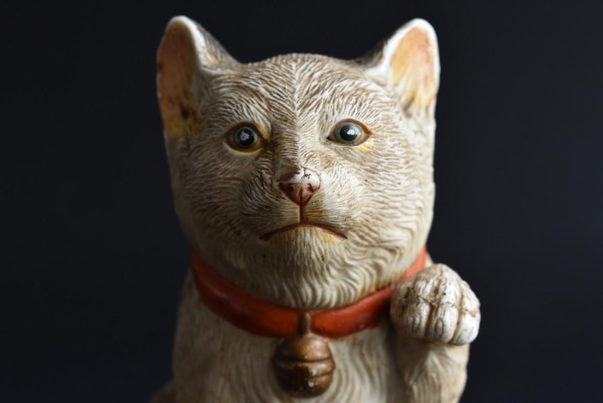 Beautiful Old Japanese Rare Pottery Cat/ Beckoning Cat/ Kutani Ware/ Meiji Era 4