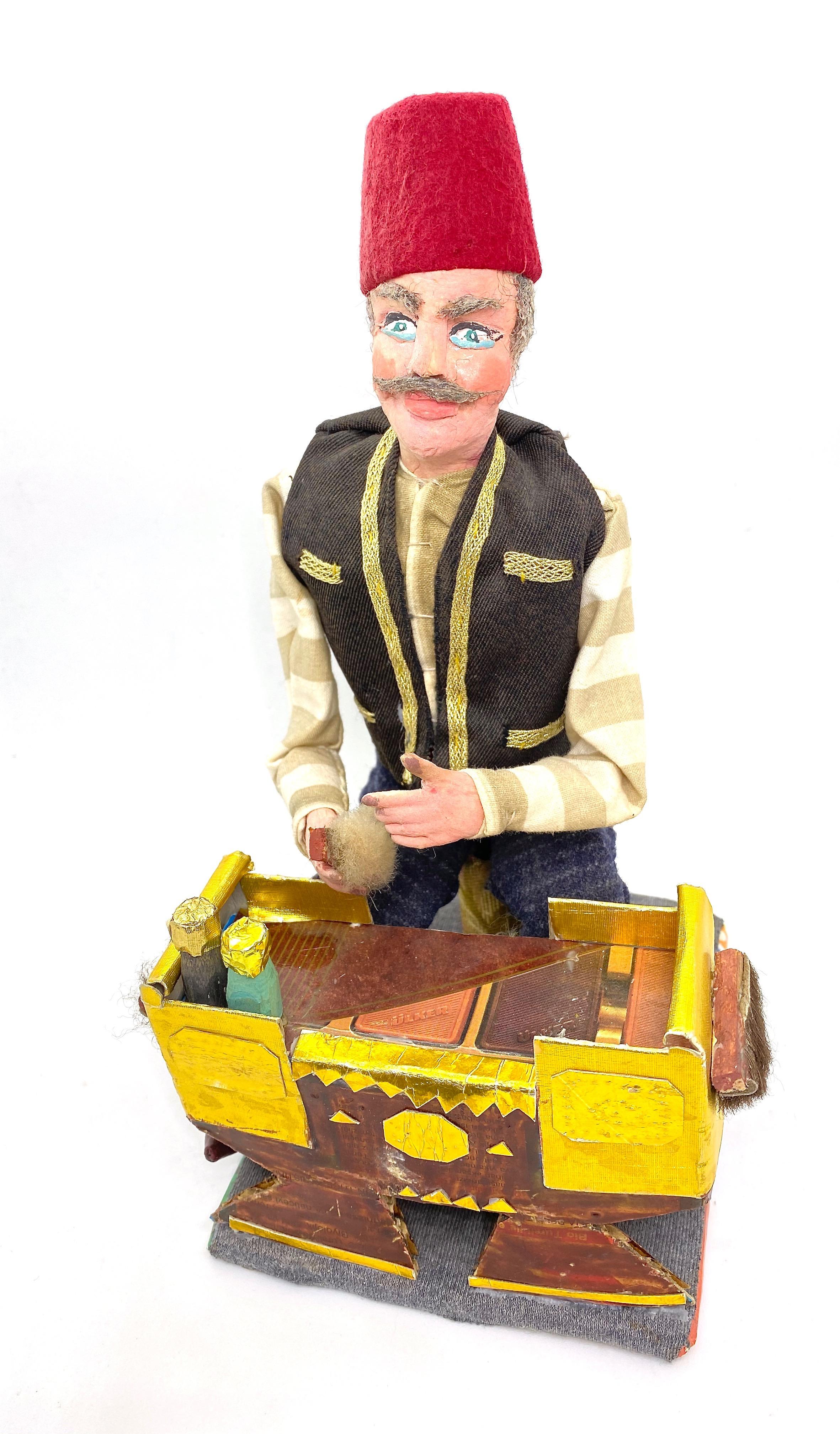 Wood Beautiful Old Oriental Guy Candy Container Secret Chamber Figure, Vintage German For Sale