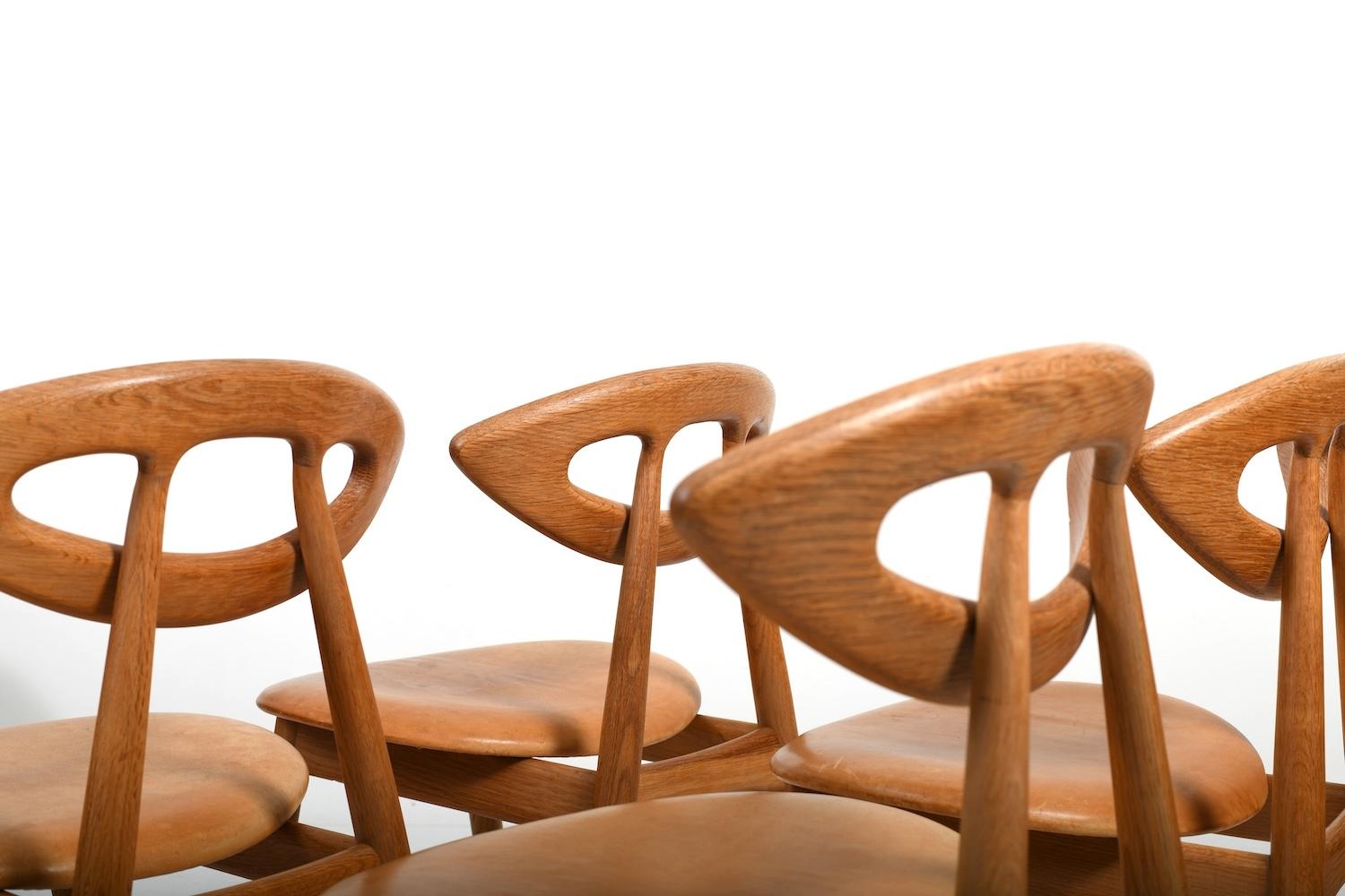Leather Beautiful old Set of Eye Chairs by Ejvind A. Johansson