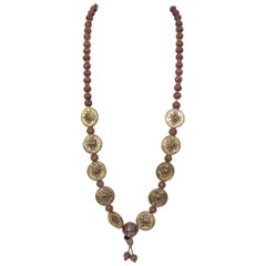 Beautiful Old Tibet Reconstructed Coral Beads Gilt Silver Necklace