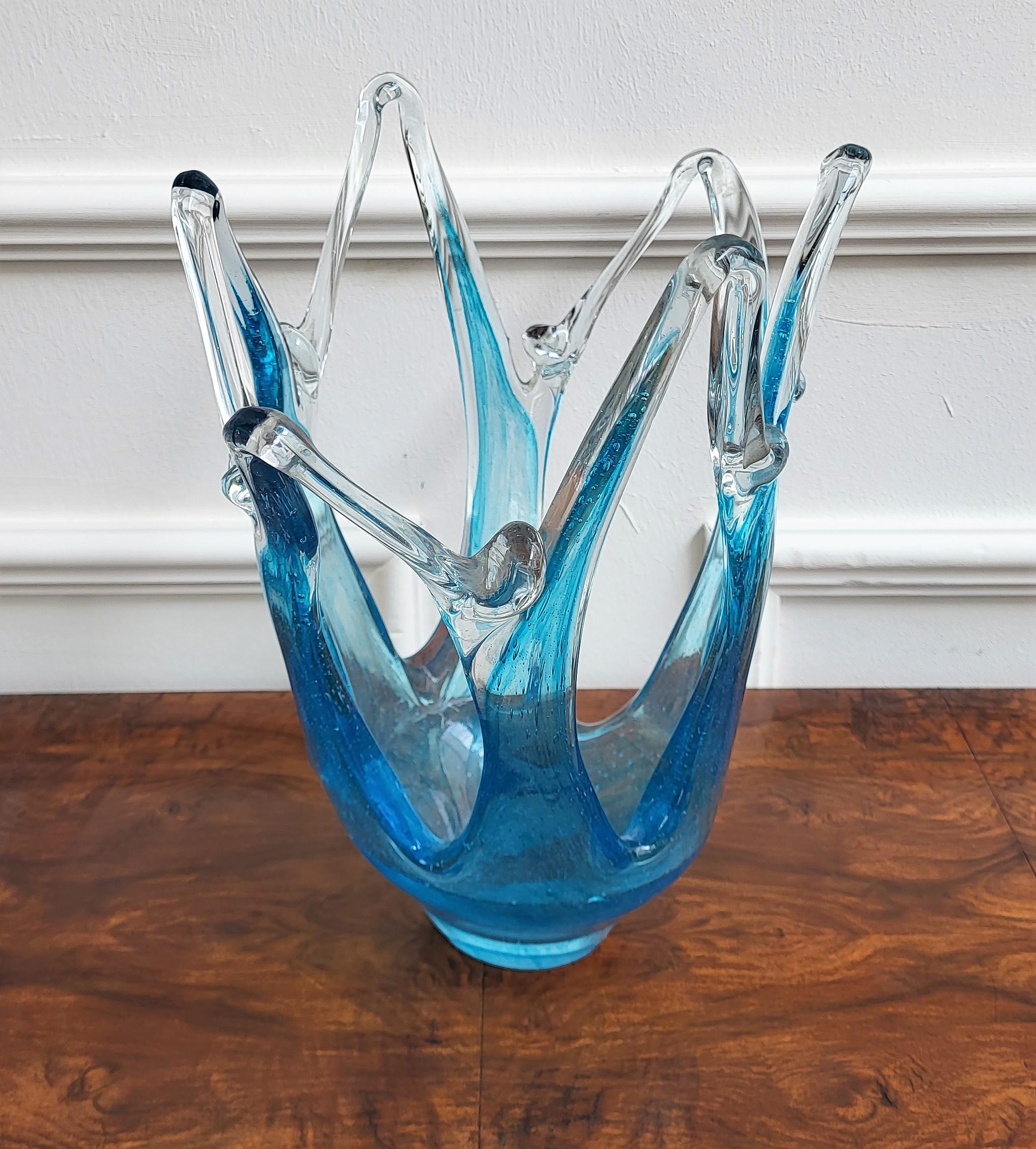 Mid-Century Modern Beautiful Ombre Effect Blue Murano Glass Vase from 1970s, Italy
