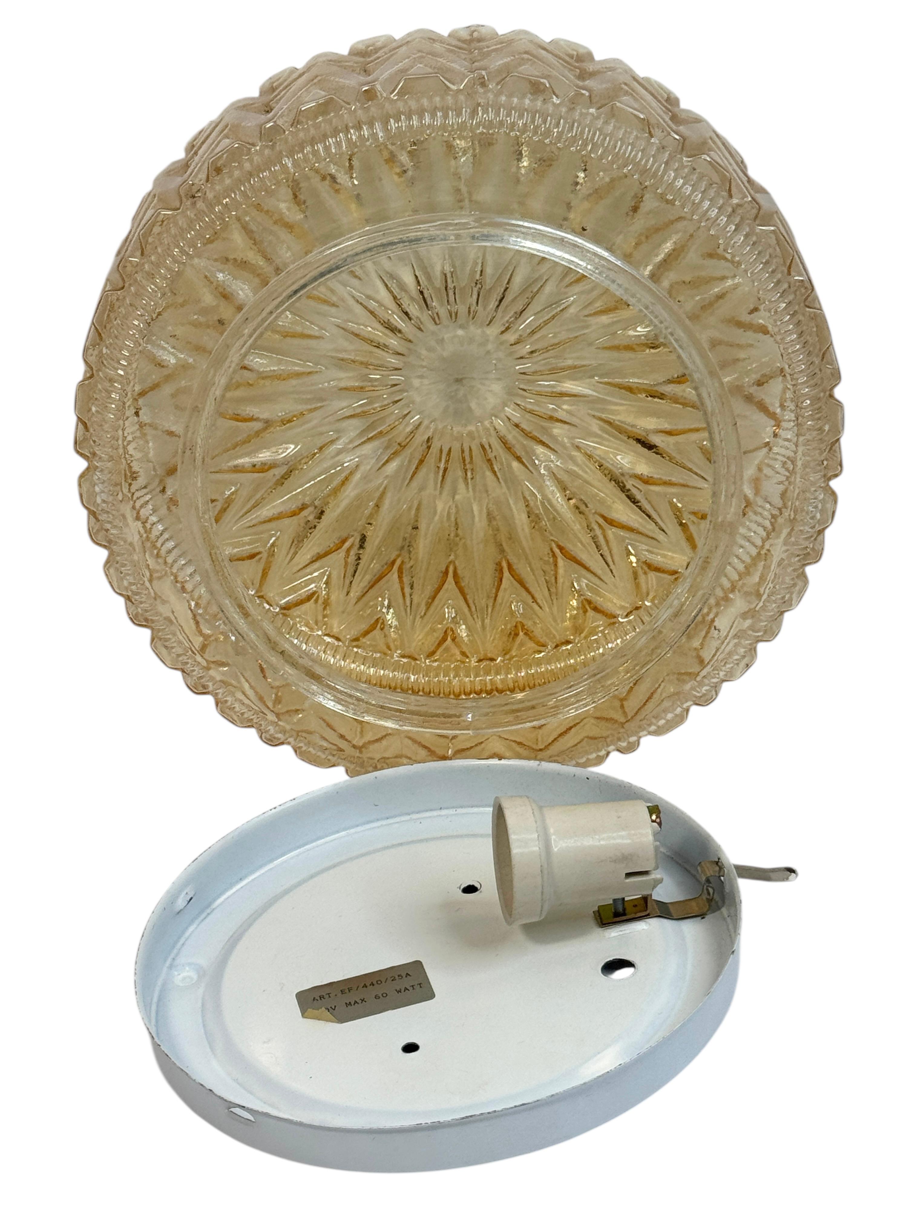 Metal Beautiful one Light Starburst Pattern Flush Mount by Austrian Company, 1960s