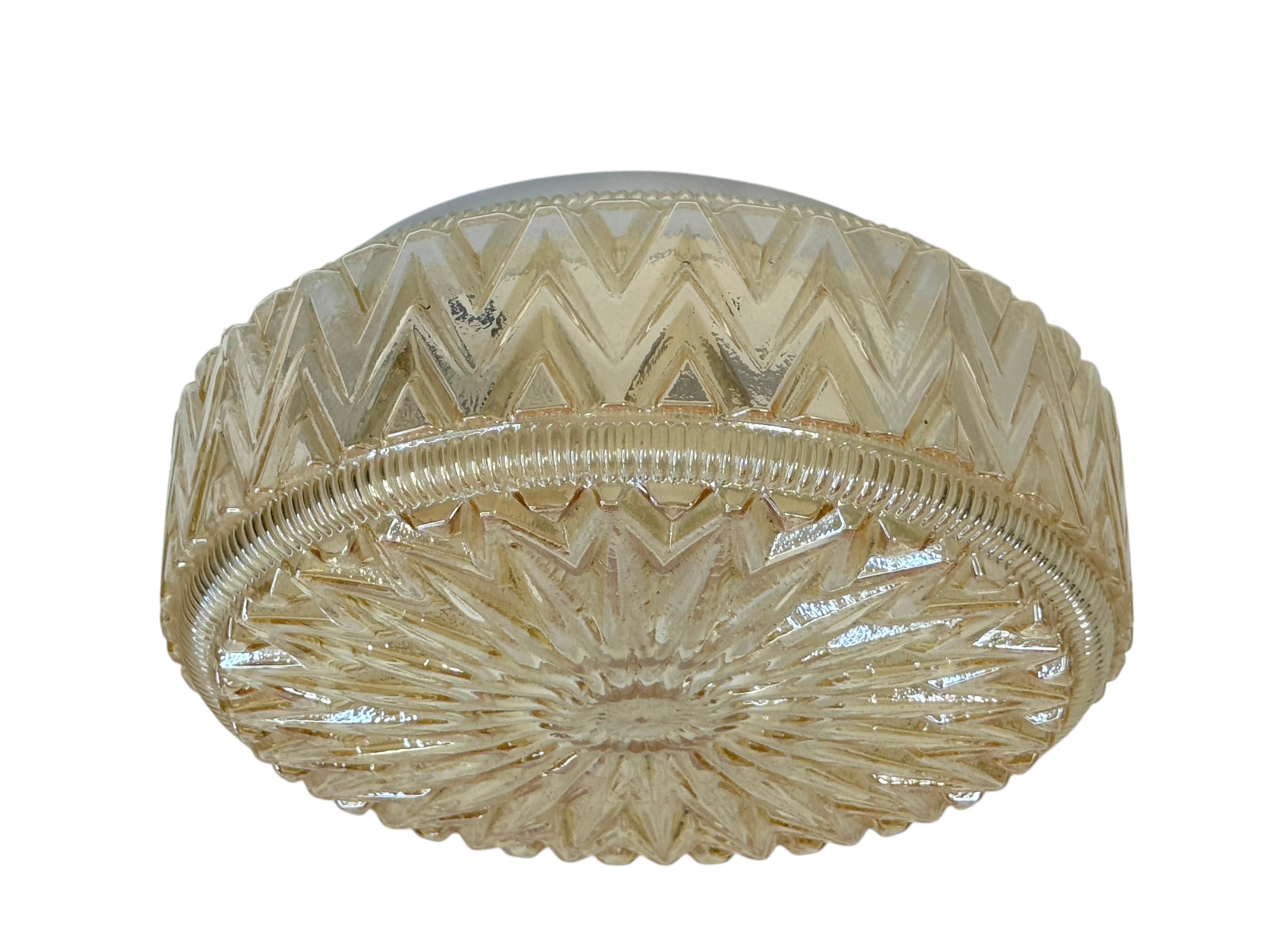 Beautiful one Light Starburst Pattern Flush Mount by Austrian Company, 1960s 3
