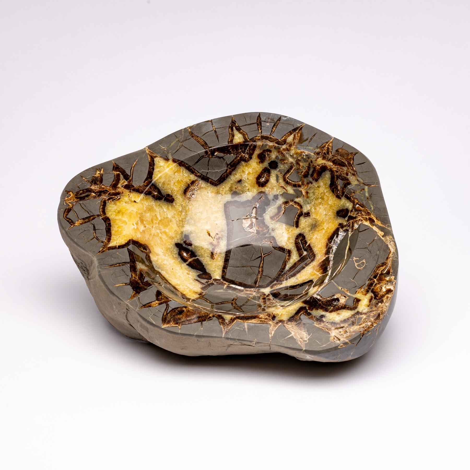 Beautiful one of a kind in organic shape Septarian bowl from Utah.