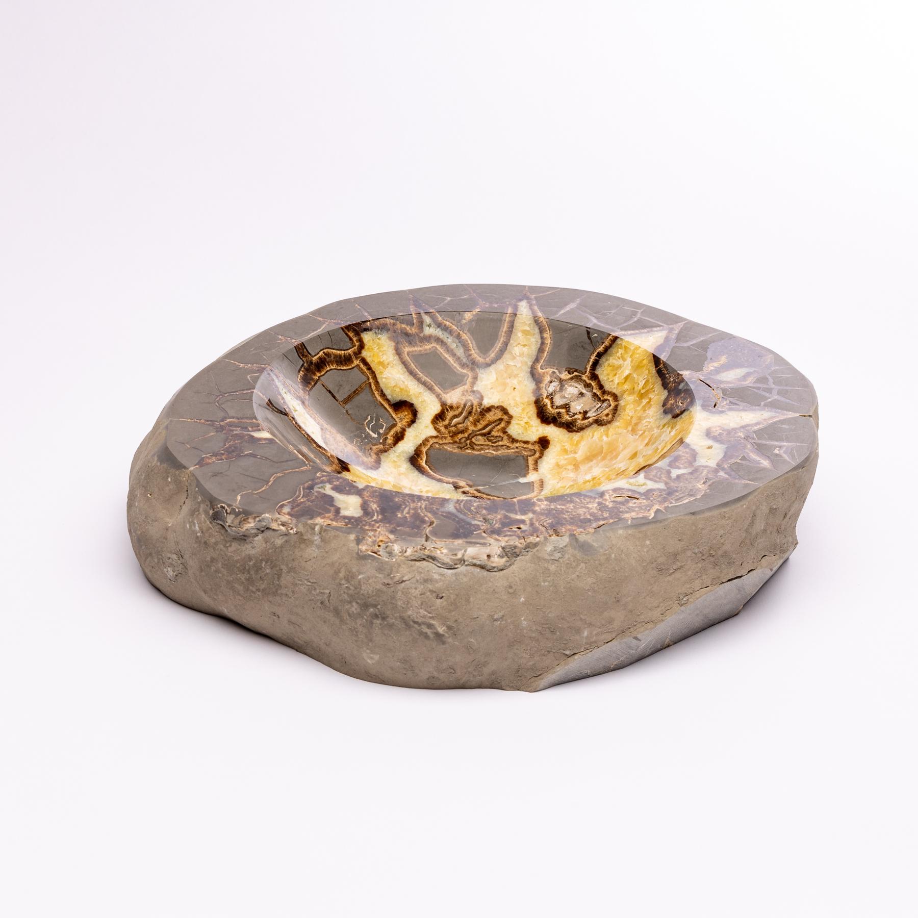 Beautiful one of a kind in organic shape Septarian bowl from Utah.