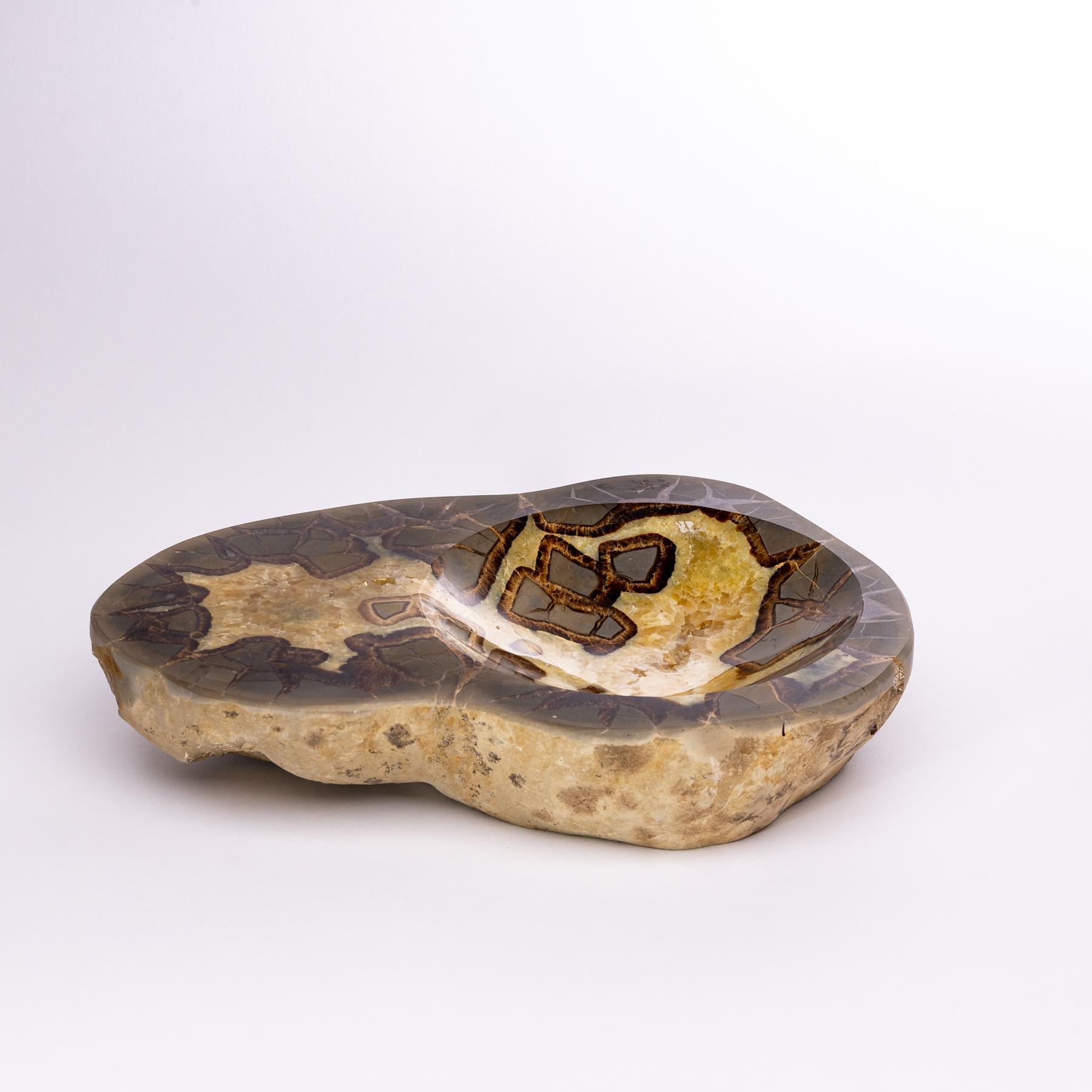 Beautiful one of a kind in organic shape Septarian bowl from Utah.