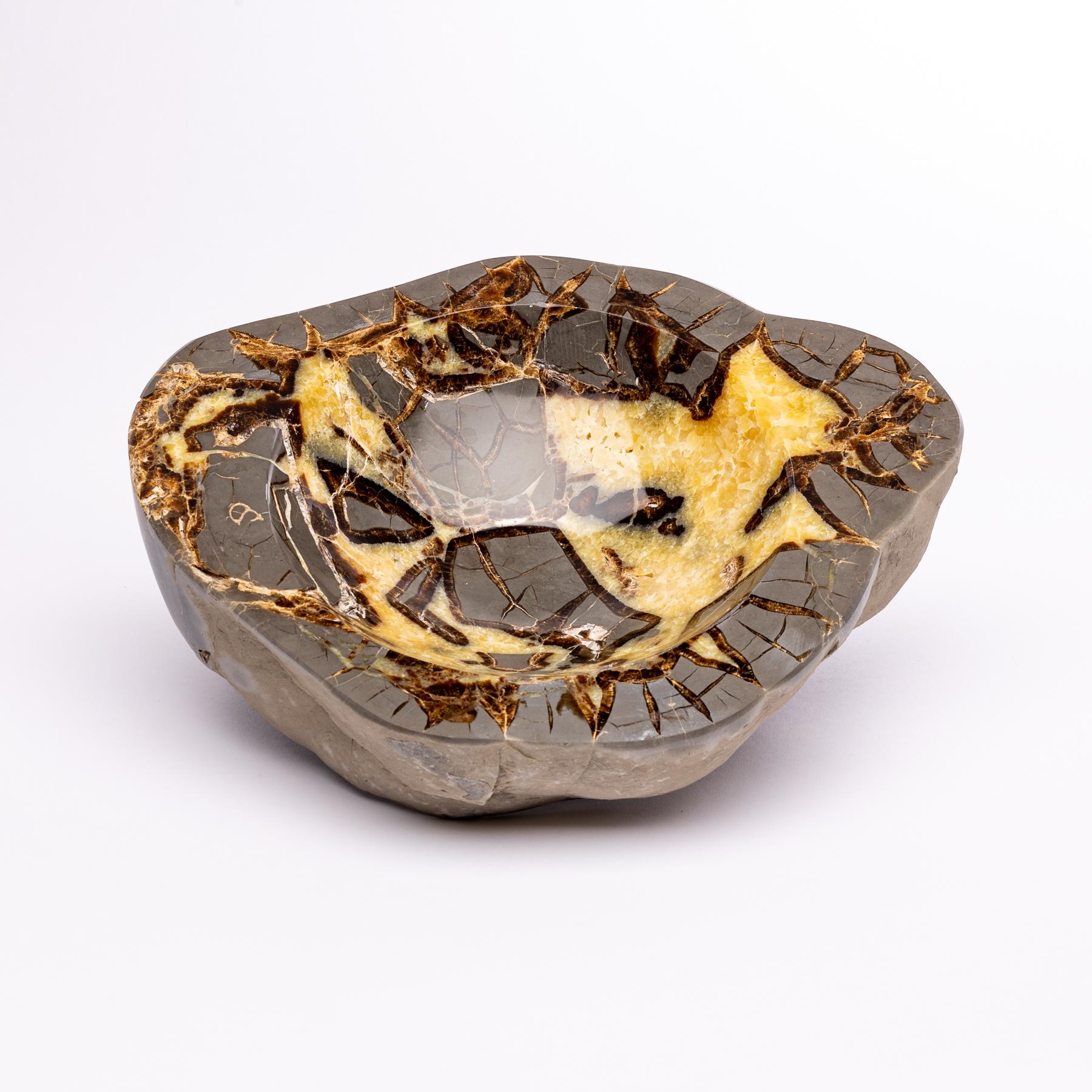 Organic Modern Beautiful One of a Kind in Organic Shape Septarian Bowl from Utah For Sale