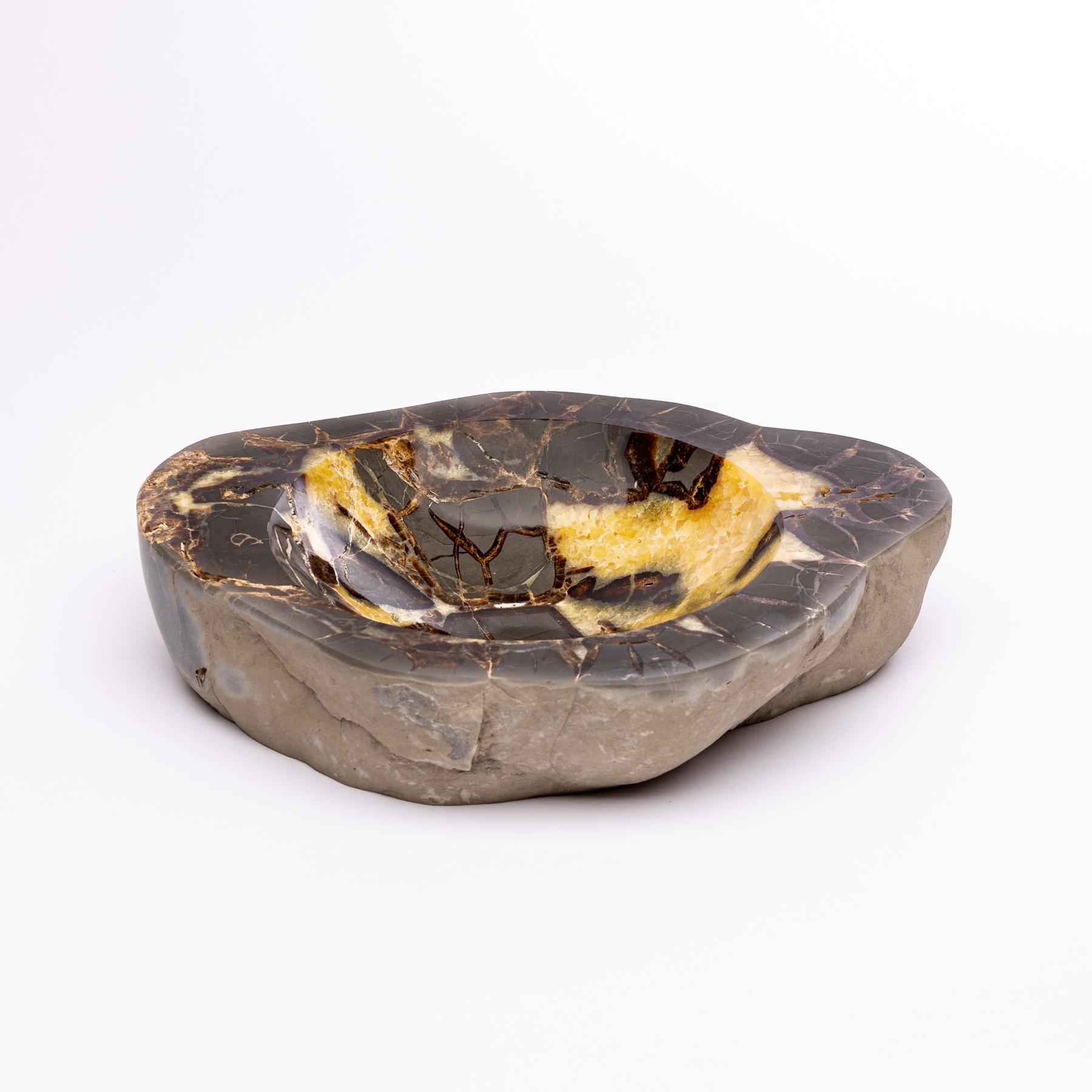 Mexican Beautiful One of a Kind in Organic Shape Septarian Bowl from Utah For Sale