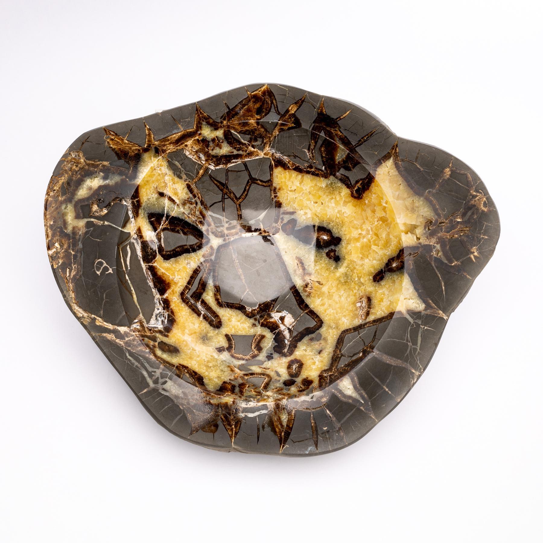 Other Beautiful One of a Kind in Organic Shape Septarian Bowl from Utah For Sale