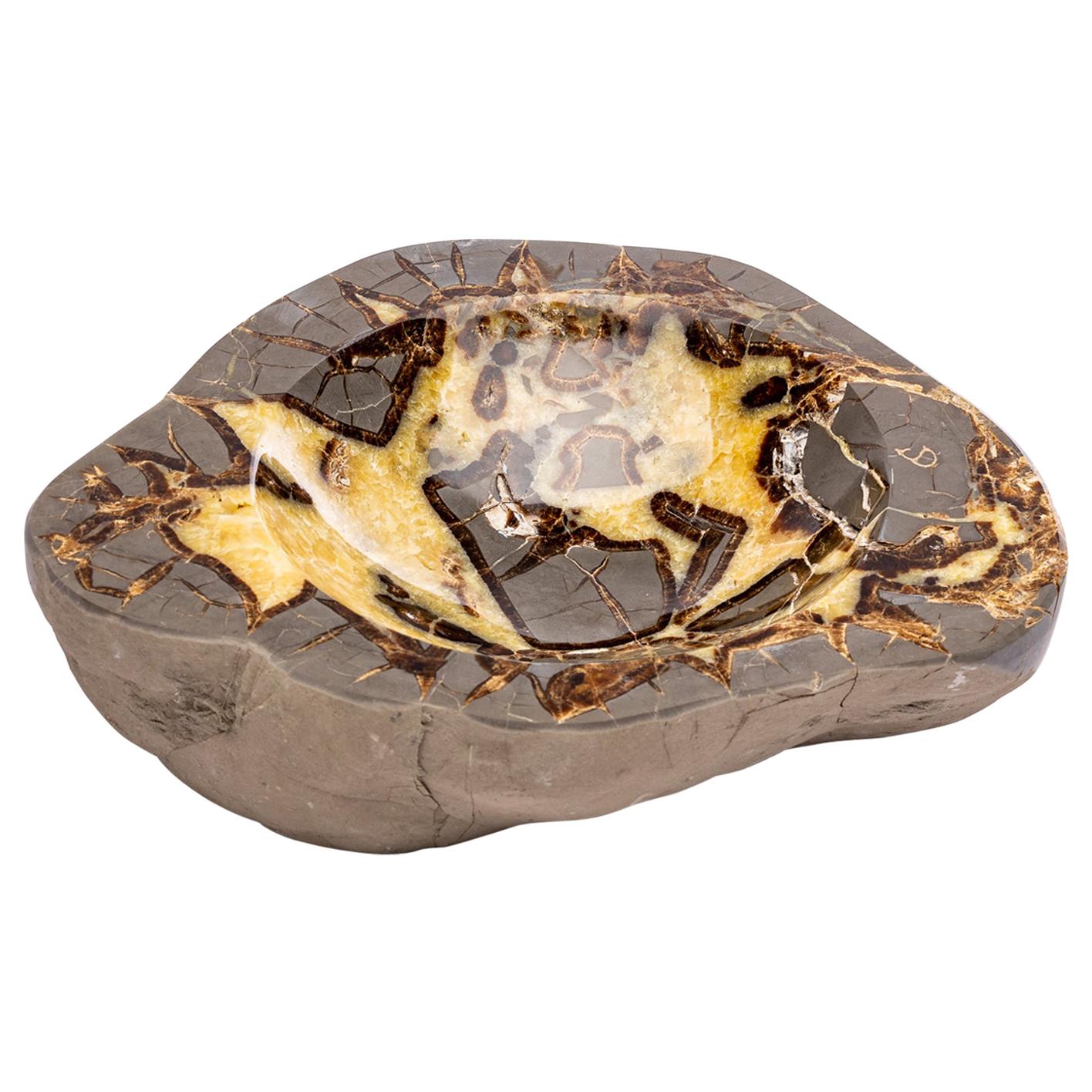 Beautiful One of a Kind in Organic Shape Septarian Bowl from Utah For Sale