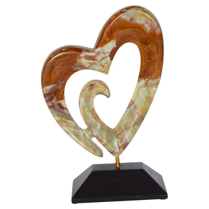 Beautiful Onyx Heart Sculpture For Sale