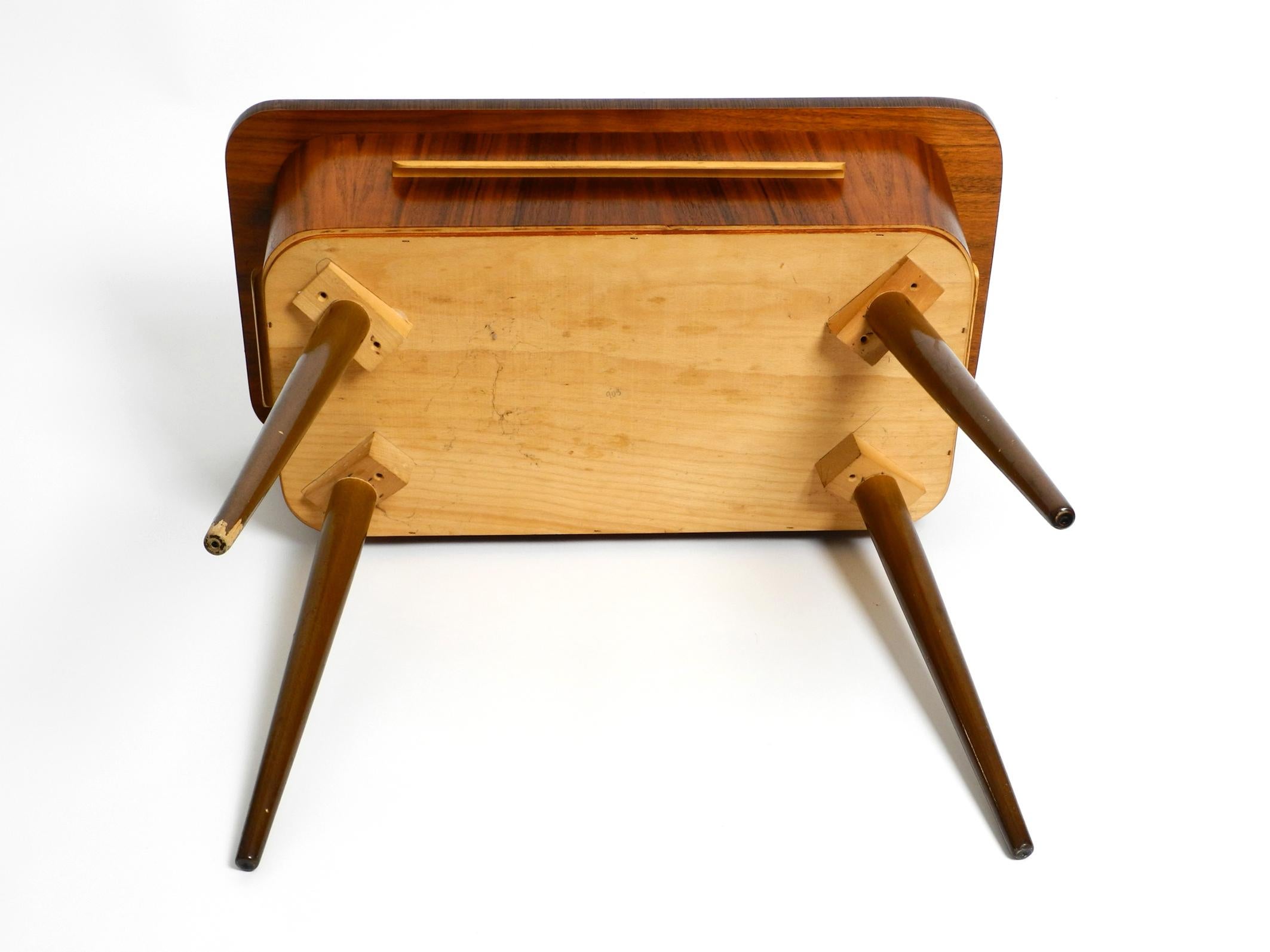 Beautiful Original 1950s Sewing Box with Teak Veneer with Hinged Table Top For Sale 6