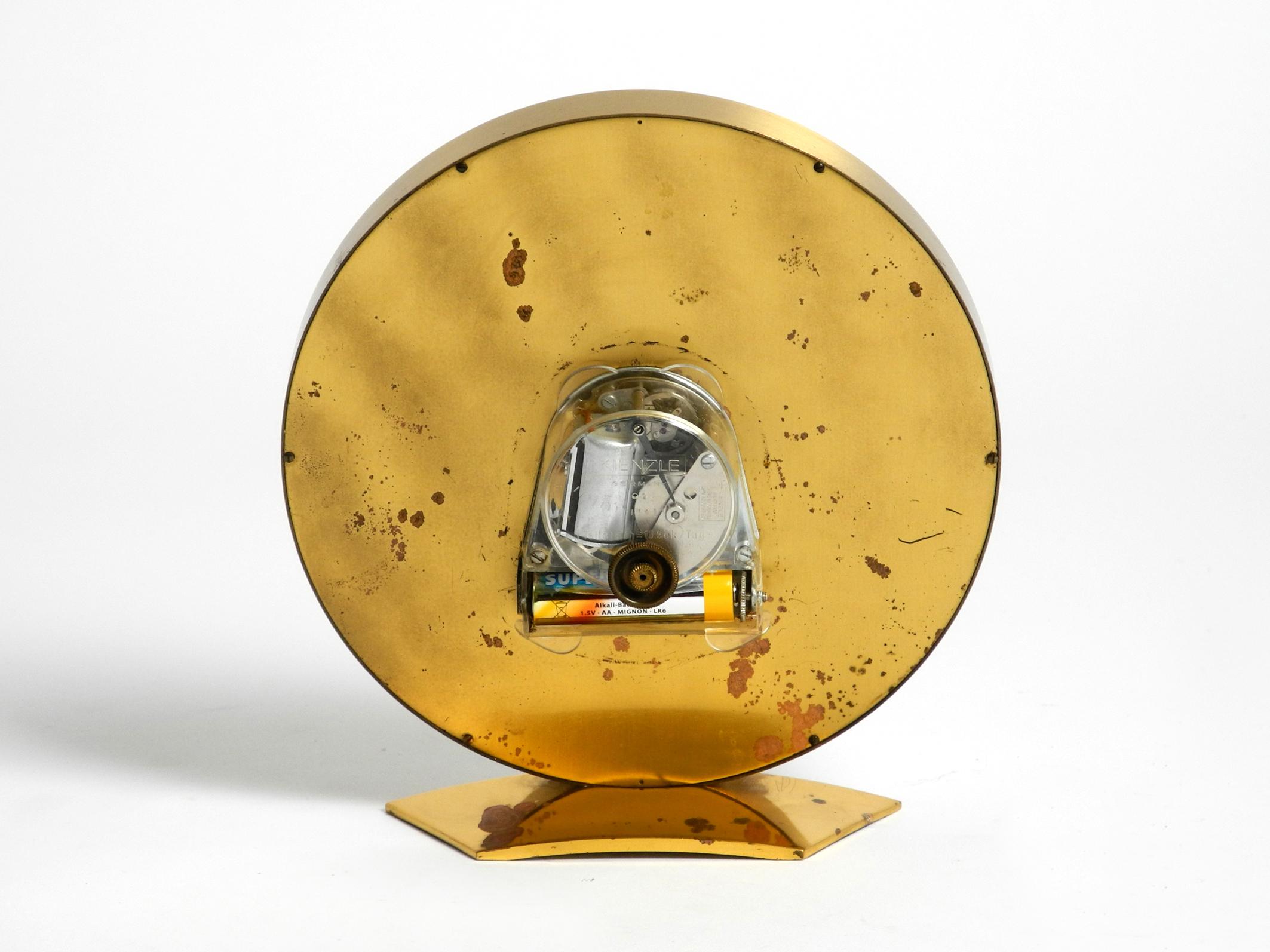 Beautiful original 1960s heavy brass table clock from Kienzle Electric 5