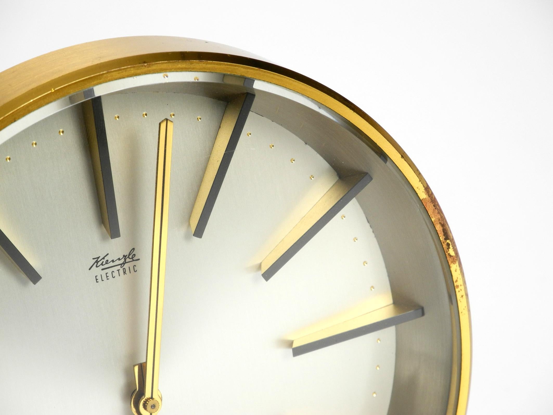 Beautiful original 1960s heavy brass table clock from Kienzle Electric 9