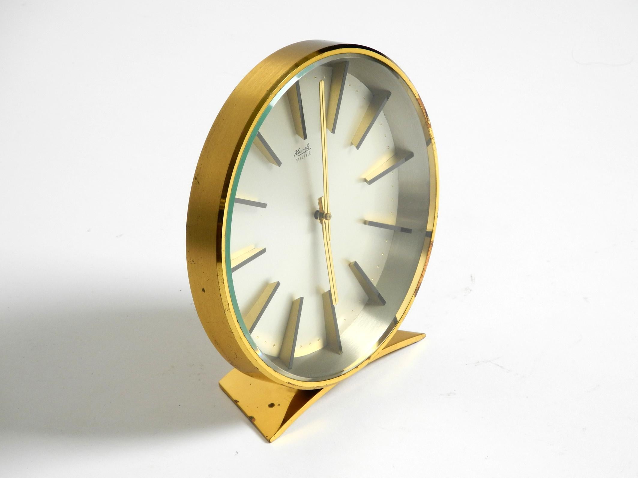 Beautiful original 1960s heavy brass table clock from Kienzle Electric 10