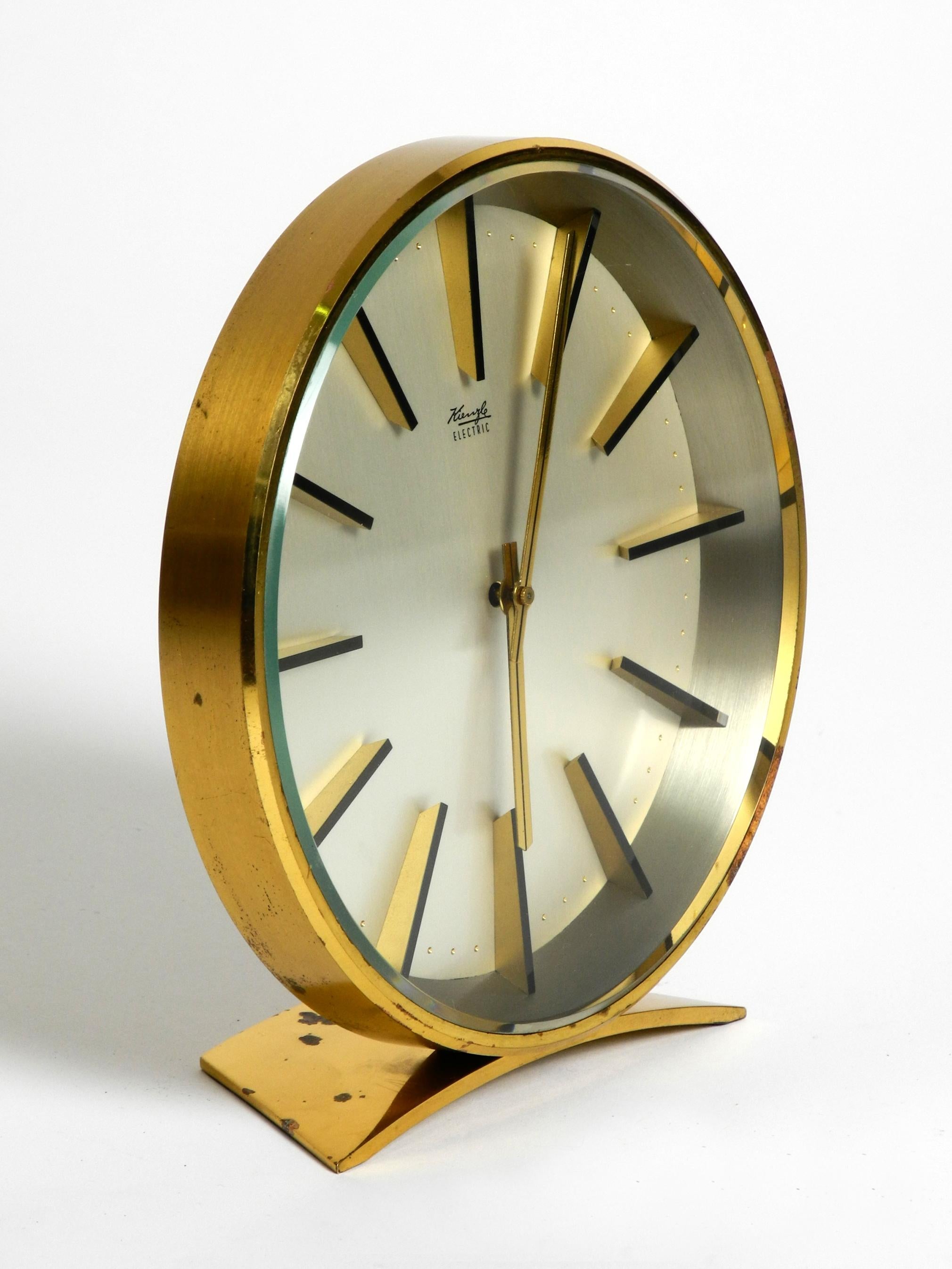 Mid-Century Modern Beautiful original 1960s heavy brass table clock from Kienzle Electric