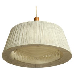 Schöne original 1960er Sisal/Bast verstellbare Deckenlampe von Temde