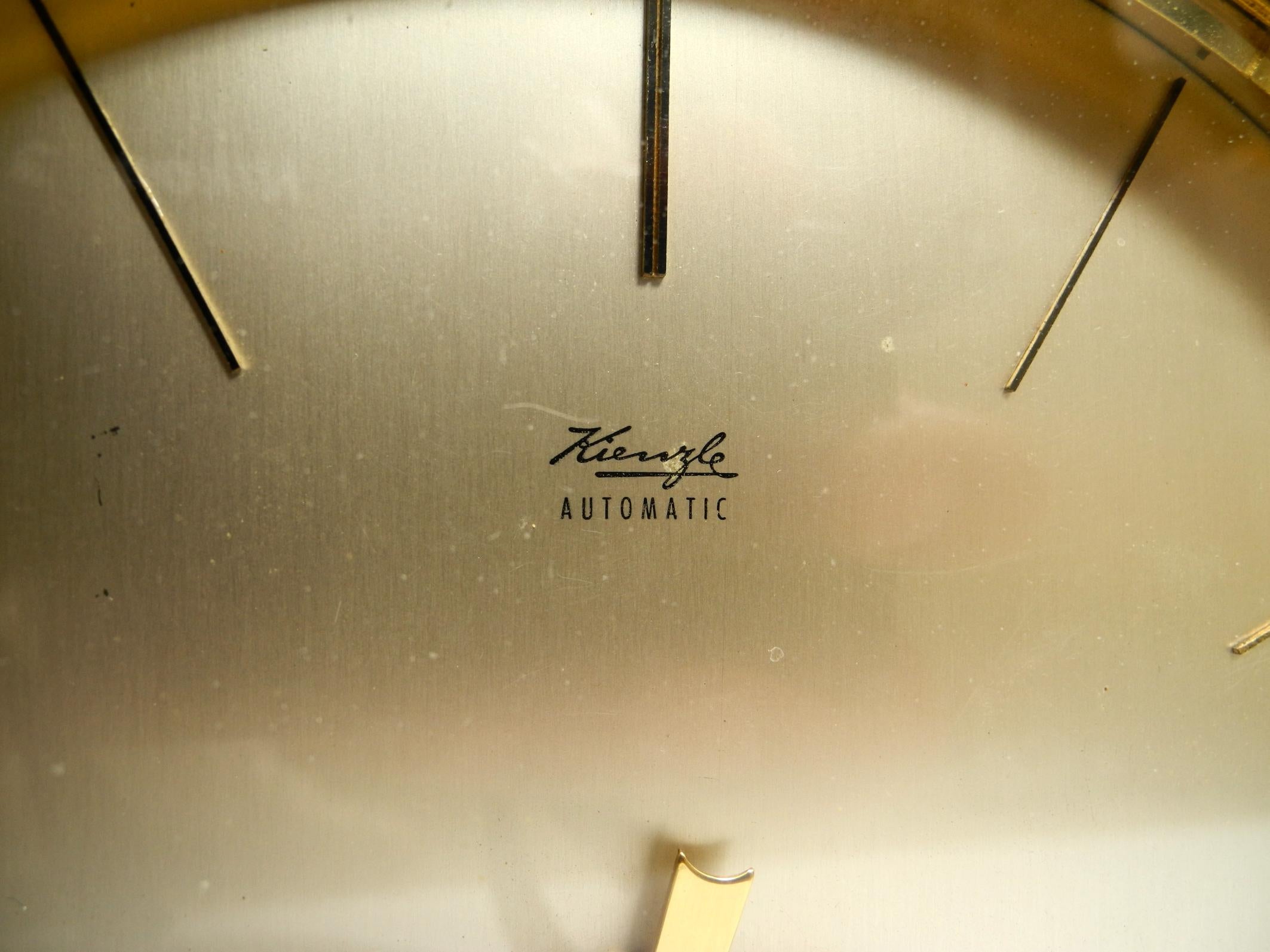 Brass Beautiful original 1960s solid brass table clock by Kienzle For Sale
