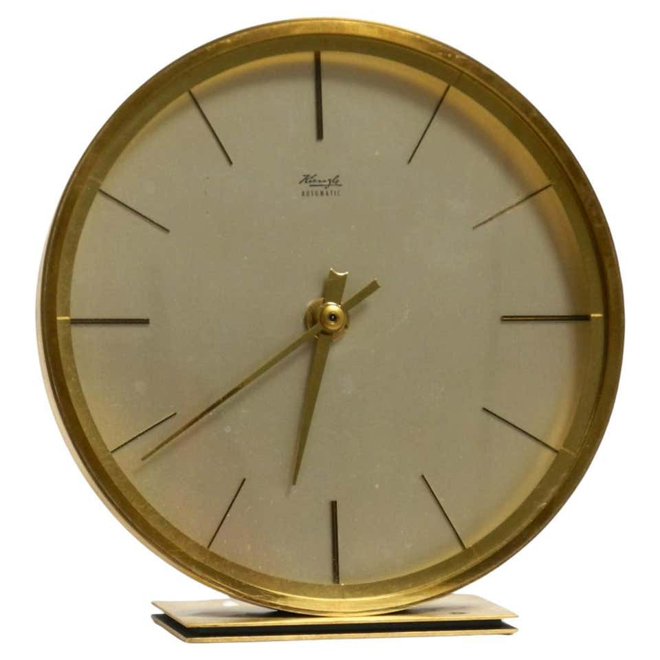 Vintage Imhof for Saks Fifth Avenue Circular Brass Desk Clock