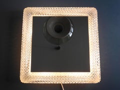 Schöner originaler quadratischer beleuchteter Limburger Kristallglas-Spiegel, 1960er Jahre