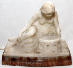 Beautiful Original 19th Century Italian Marble Sculpture Lamp Ferdinando Vichi