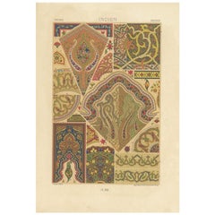 Beautiful Original Antique Print of Indian Decorative Art, 1869
