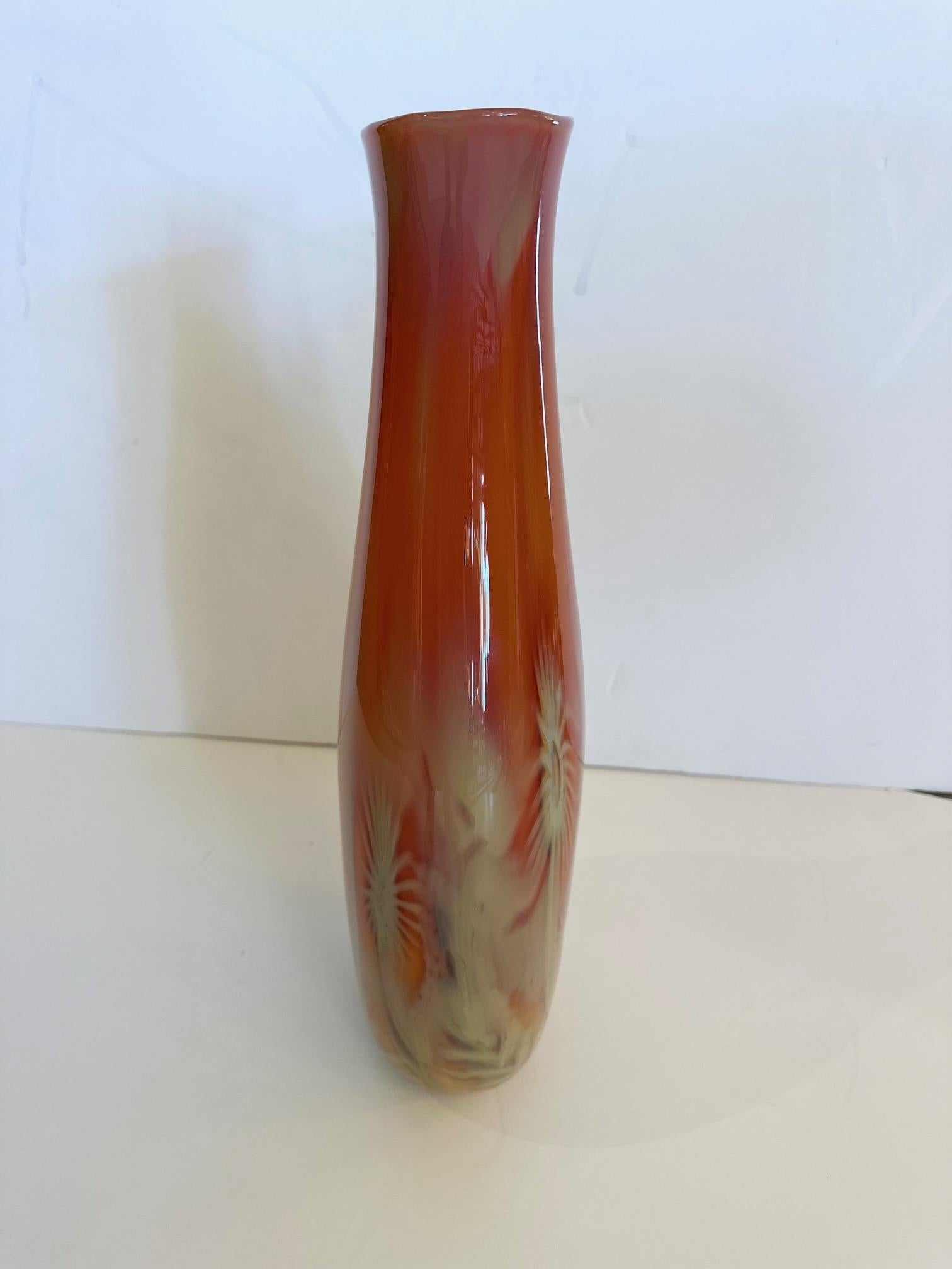Moderno Bellissimo vaso originale in vetro artistico di Renato Forti in vendita