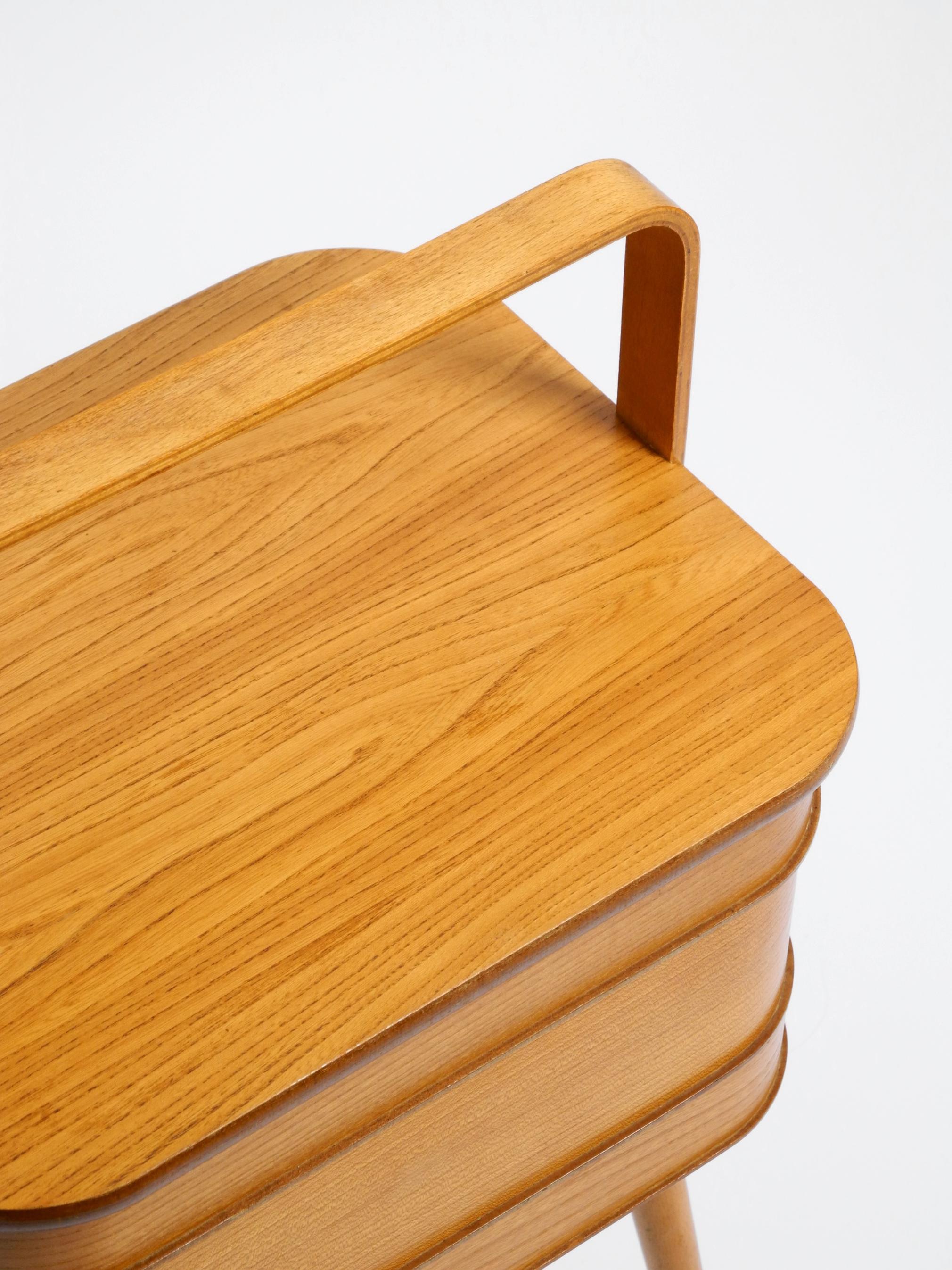 Beautiful original Mid Century teak sewing box with hinged compartments 6