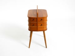 Beautiful original Mid Century teak sewing box with hinged compartments