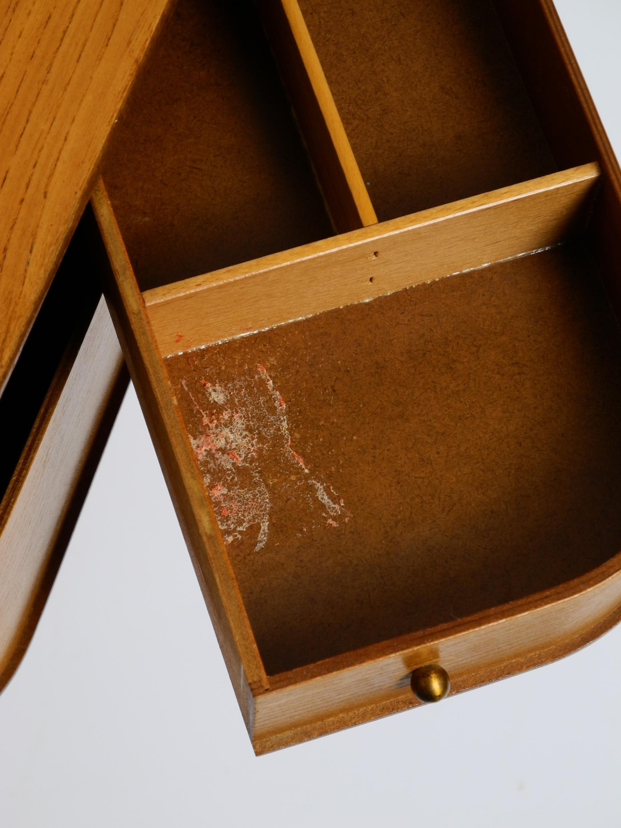 Beautiful original Mid Century teak sewing box with hinged compartments 2