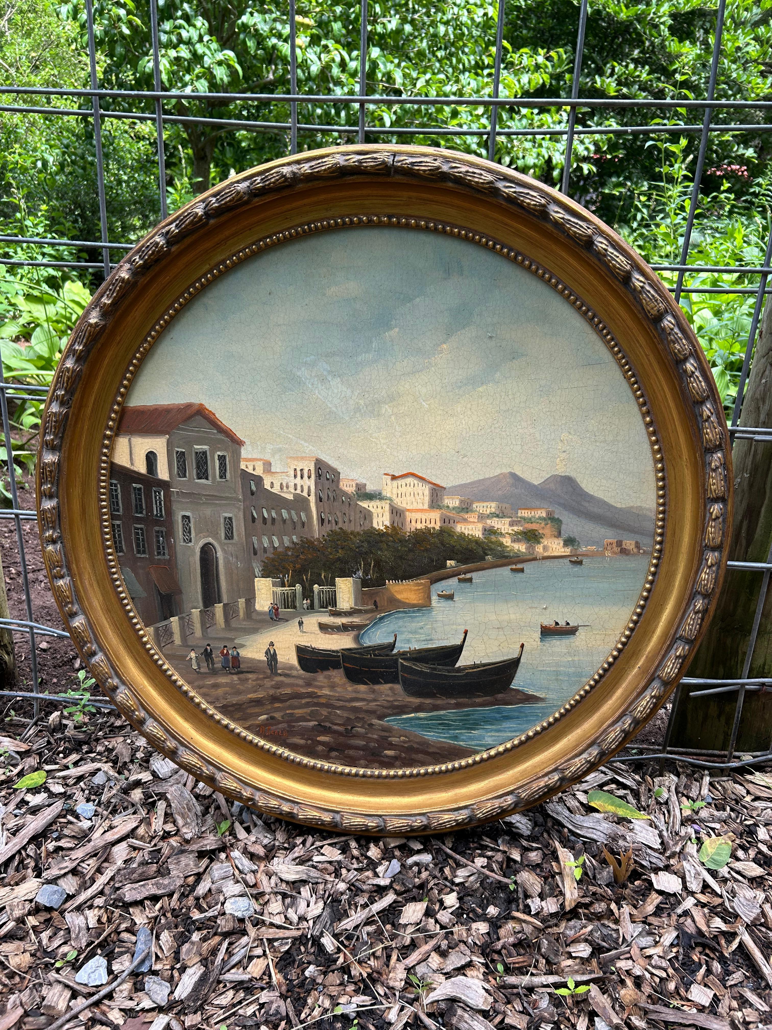 Schöne Original Vintage Italienisch Landschaft in Giltwood Frame im Angebot 5