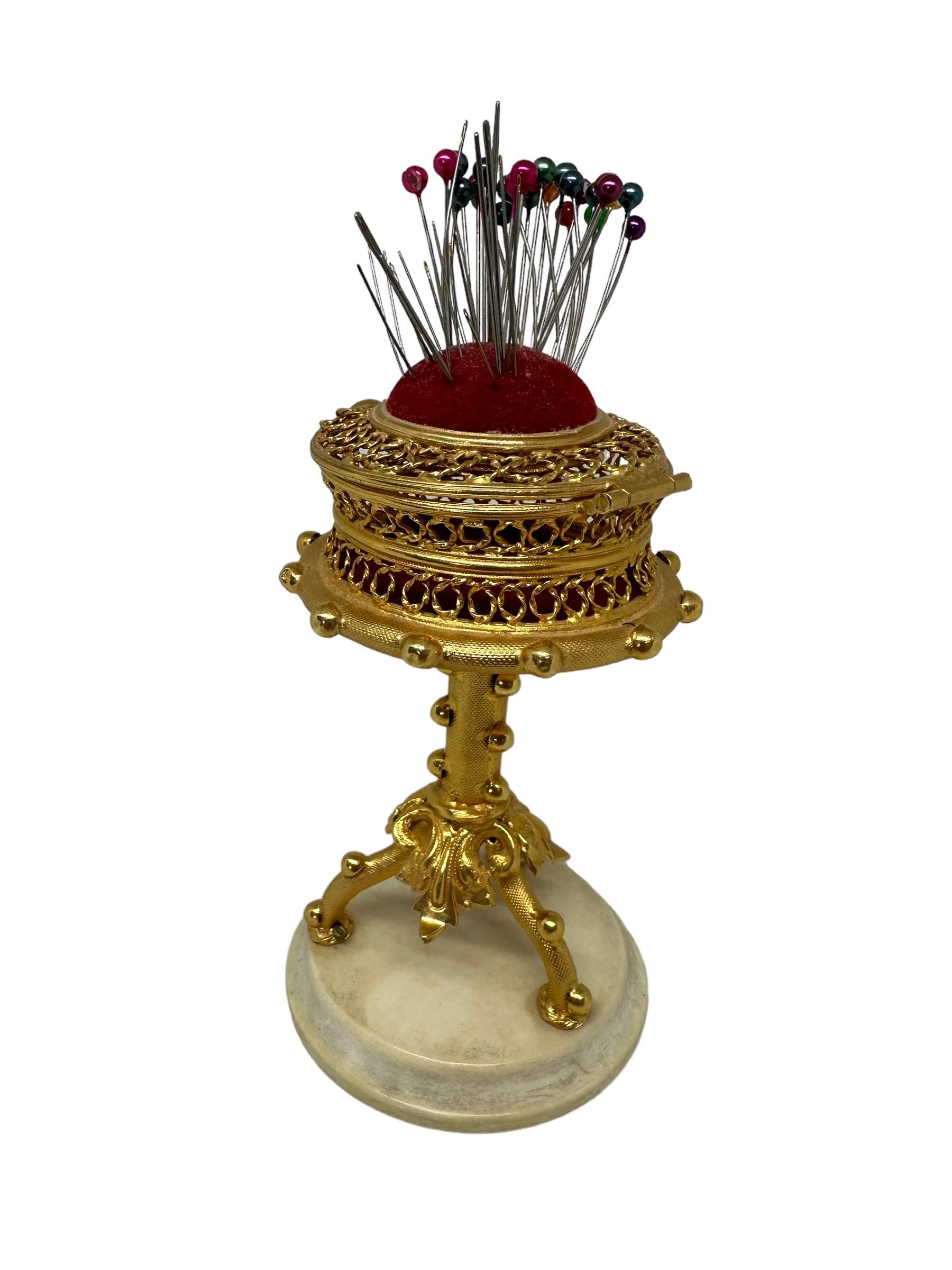 Austrian Beautiful Ormolu Pincushion Needle Box 19th C. 1890s, Austria For Sale