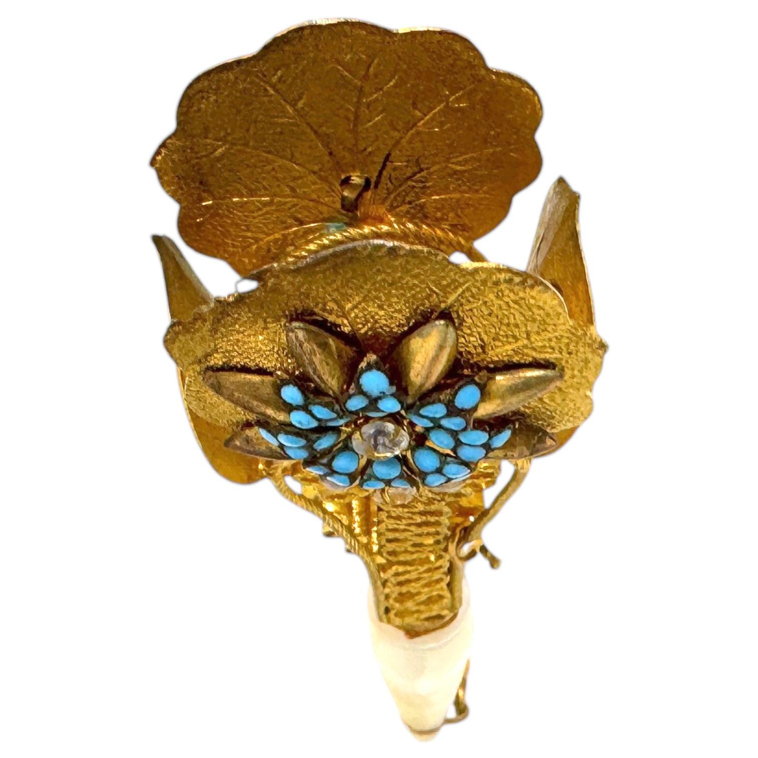 Bellissimo portacandele in ormolu A.I.C. del 19° secolo con fiori e foglie in pietra preziosa del 1860 in vendita 1