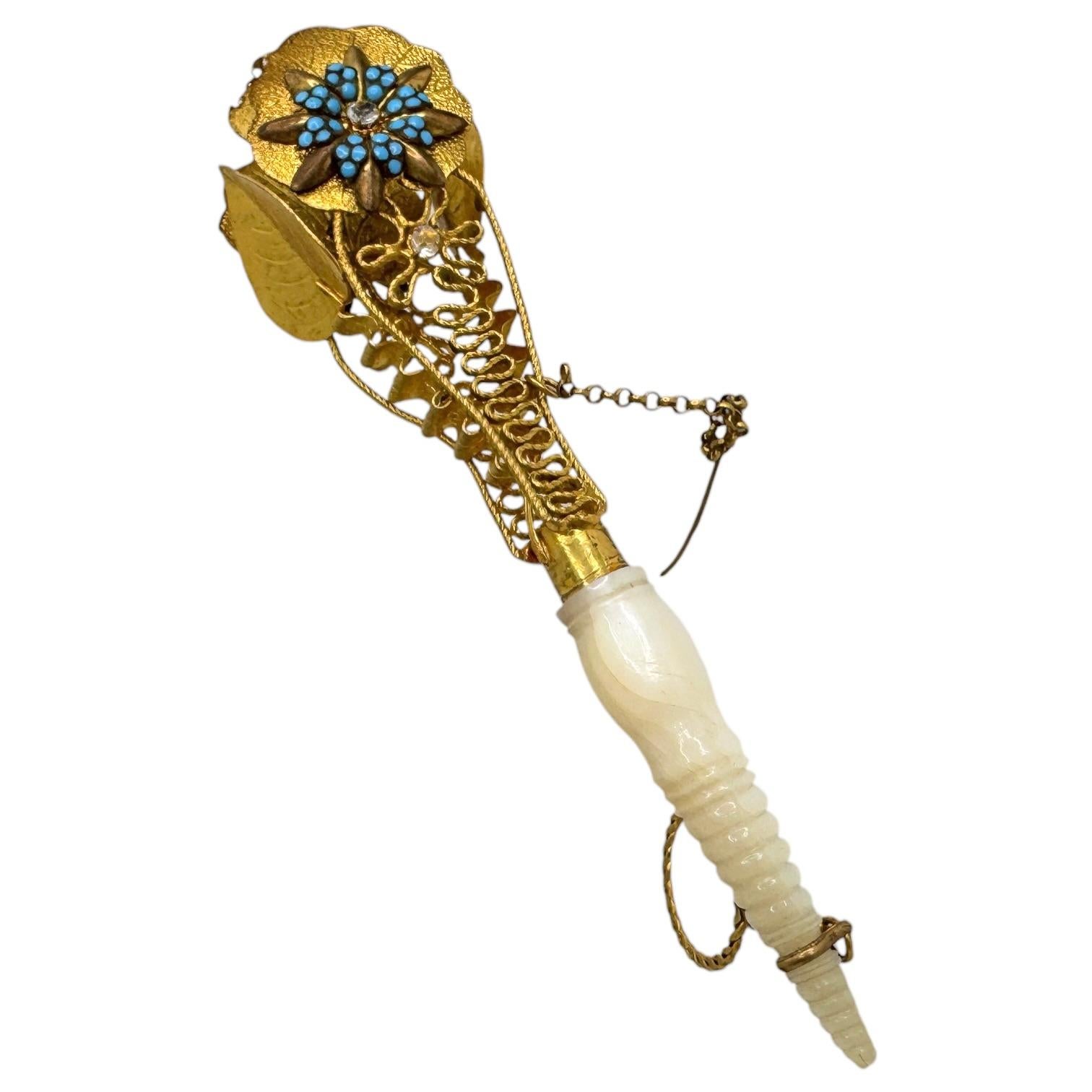 Bellissimo portacandele in ormolu A.I.C. del 19° secolo con fiori e foglie in pietra preziosa del 1860 in vendita 3