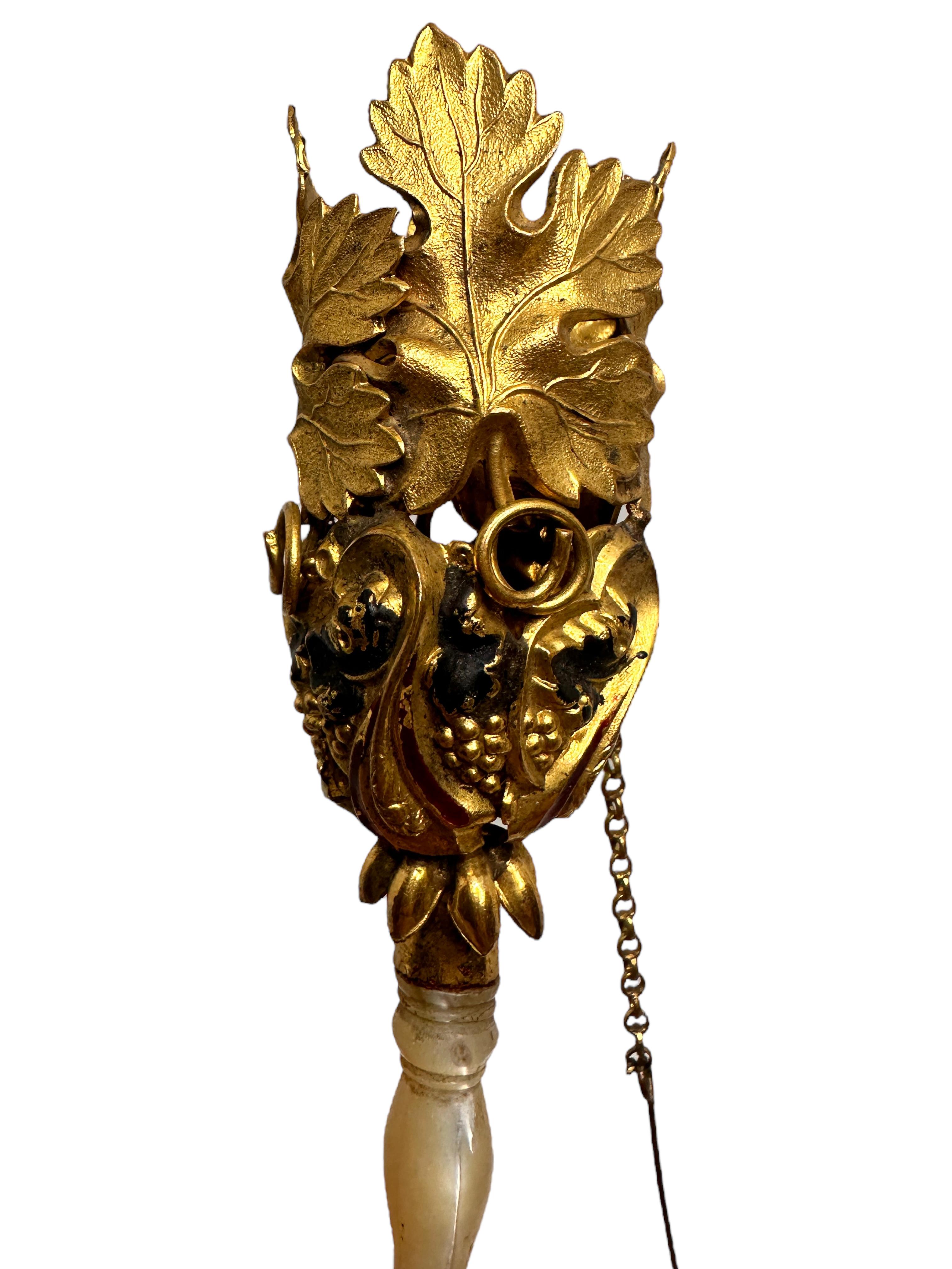 Metal Beautiful Ormolu Tussie Mussie 19th C. Grapes & Vine Leaves Posy Holder 1860s For Sale