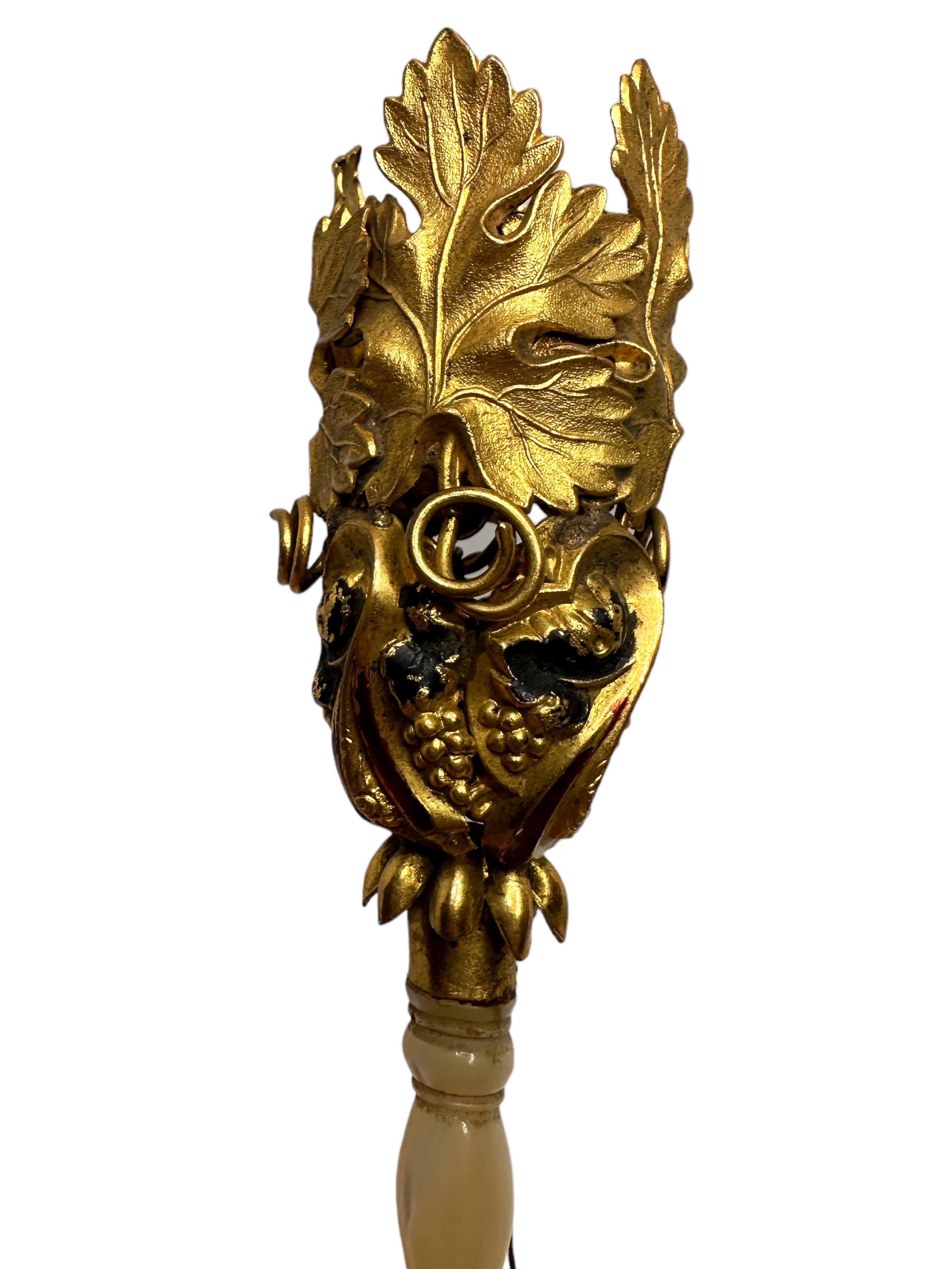 Beautiful Ormolu Tussie Mussie 19th C. Grapes & Vine Leaves Posy Holder 1860s 1