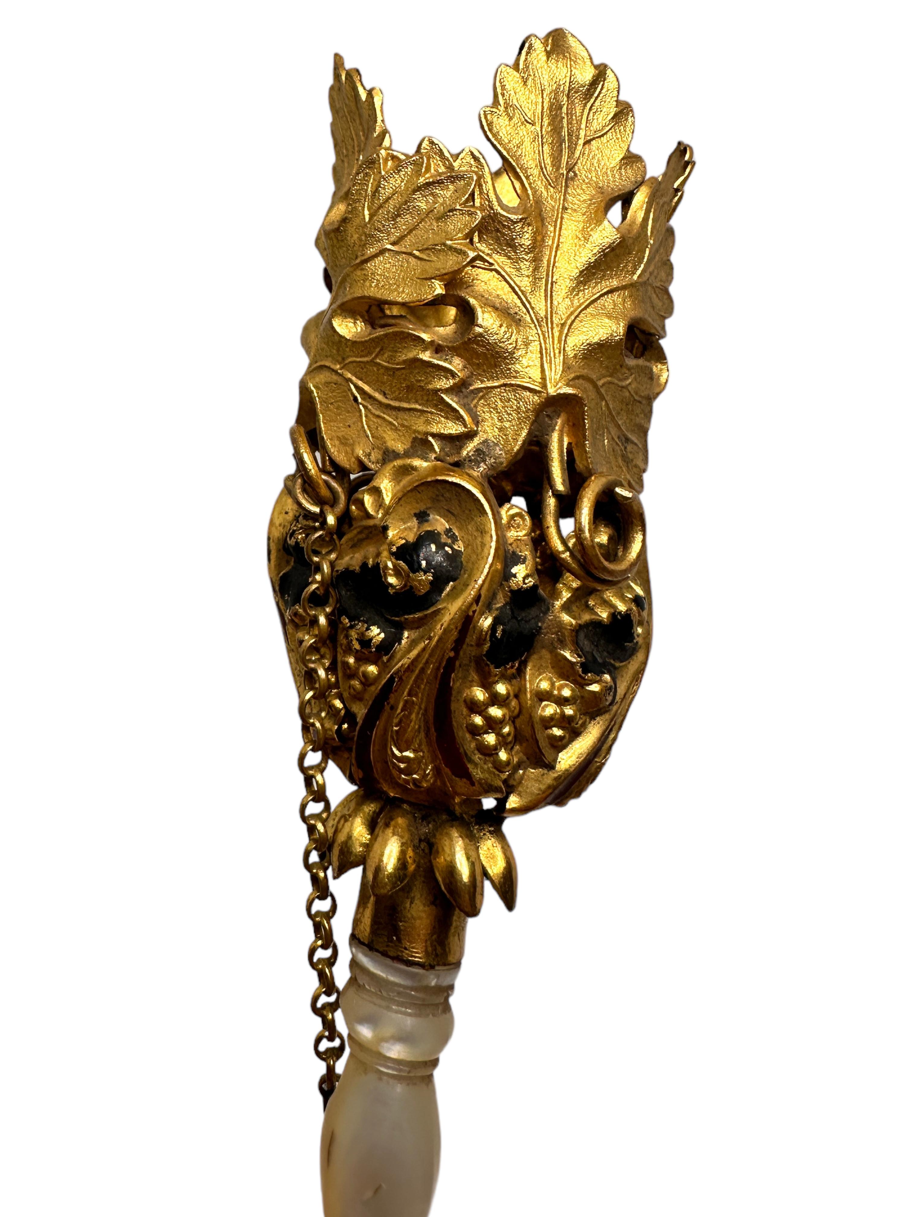 Beautiful Ormolu Tussie Mussie 19th C. Grapes & Vine Leaves Posy Holder 1860s For Sale 3