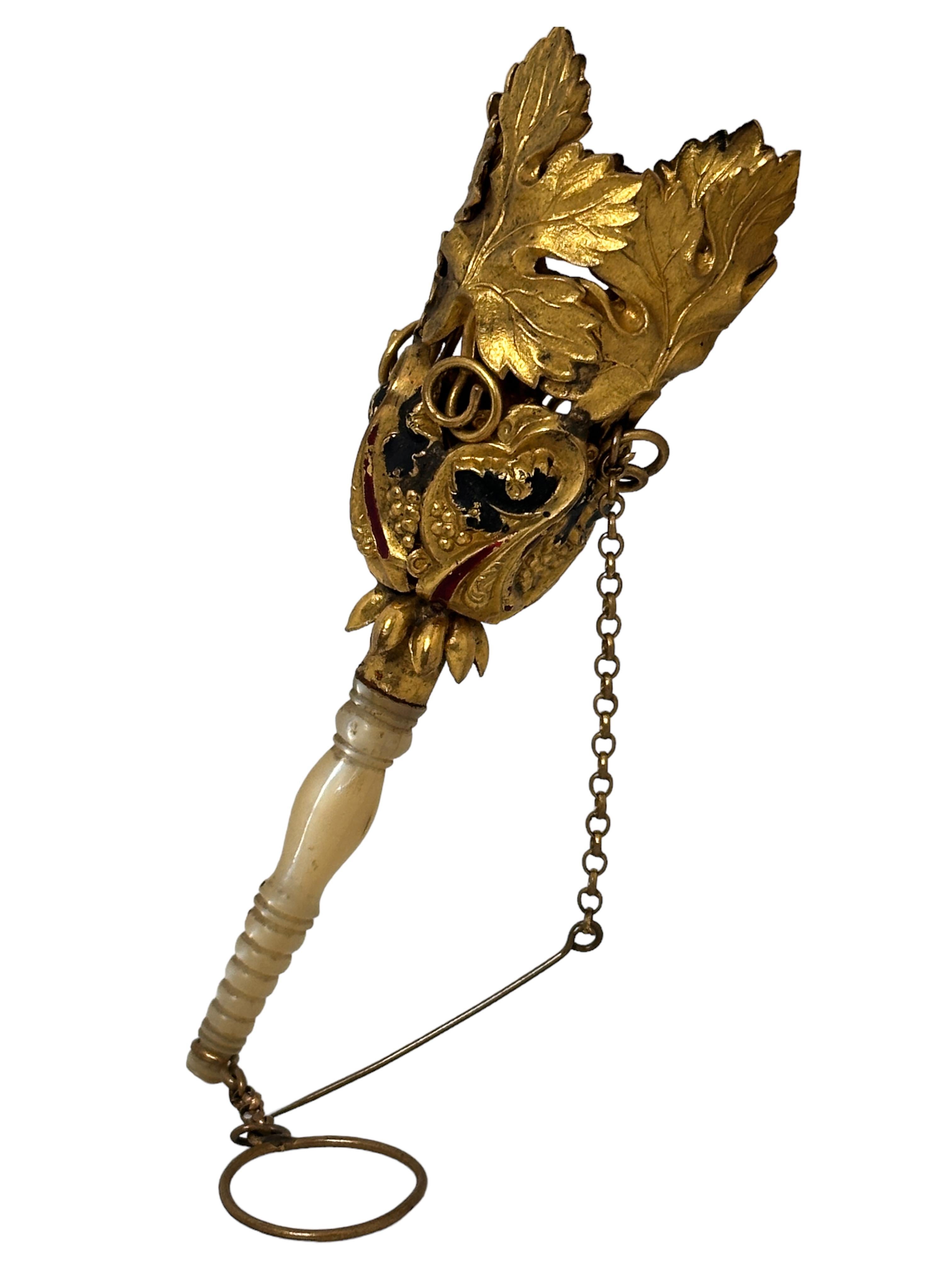 Victorian Beautiful Ormolu Tussie Mussie 19th C. Grapes & Vine Leaves Posy Holder 1860s