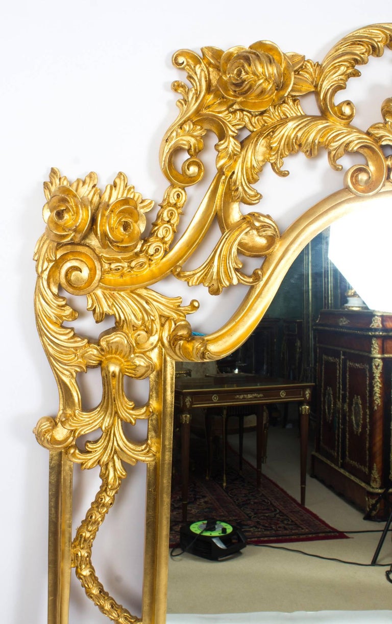 Beautiful Ornate Large Italian Gilded Decorative Mirror For Sale at 1stdibs
