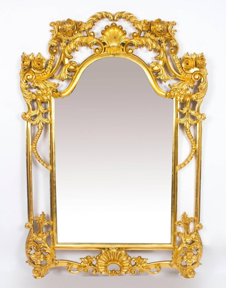 Beautiful Ornate Large Italian Gilded Decorative Mirror For Sale at 1stdibs