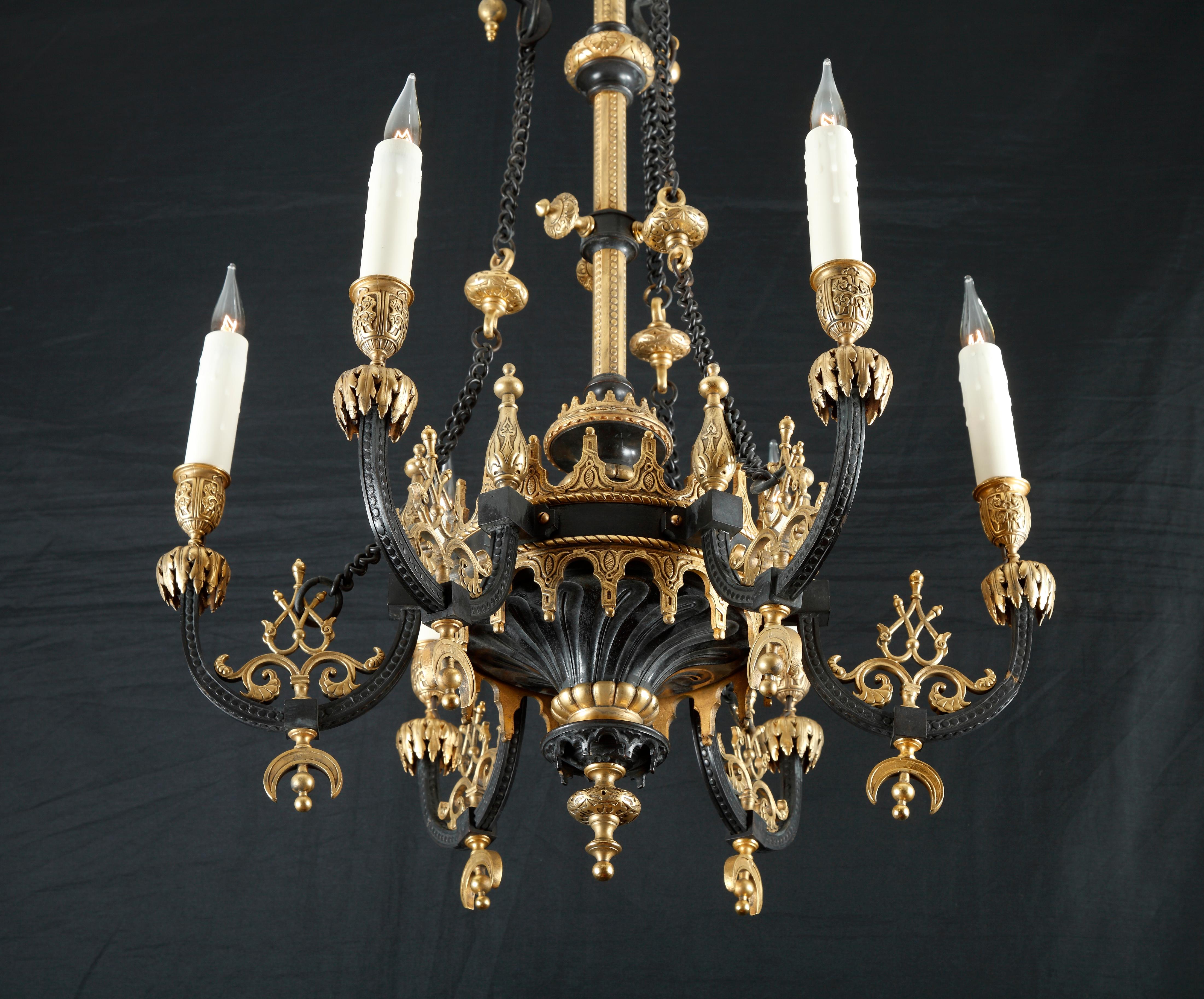 French Beautiful Ottoman Style Chandelier Attributed to F. Barbedienne, France, c. 1870 For Sale
