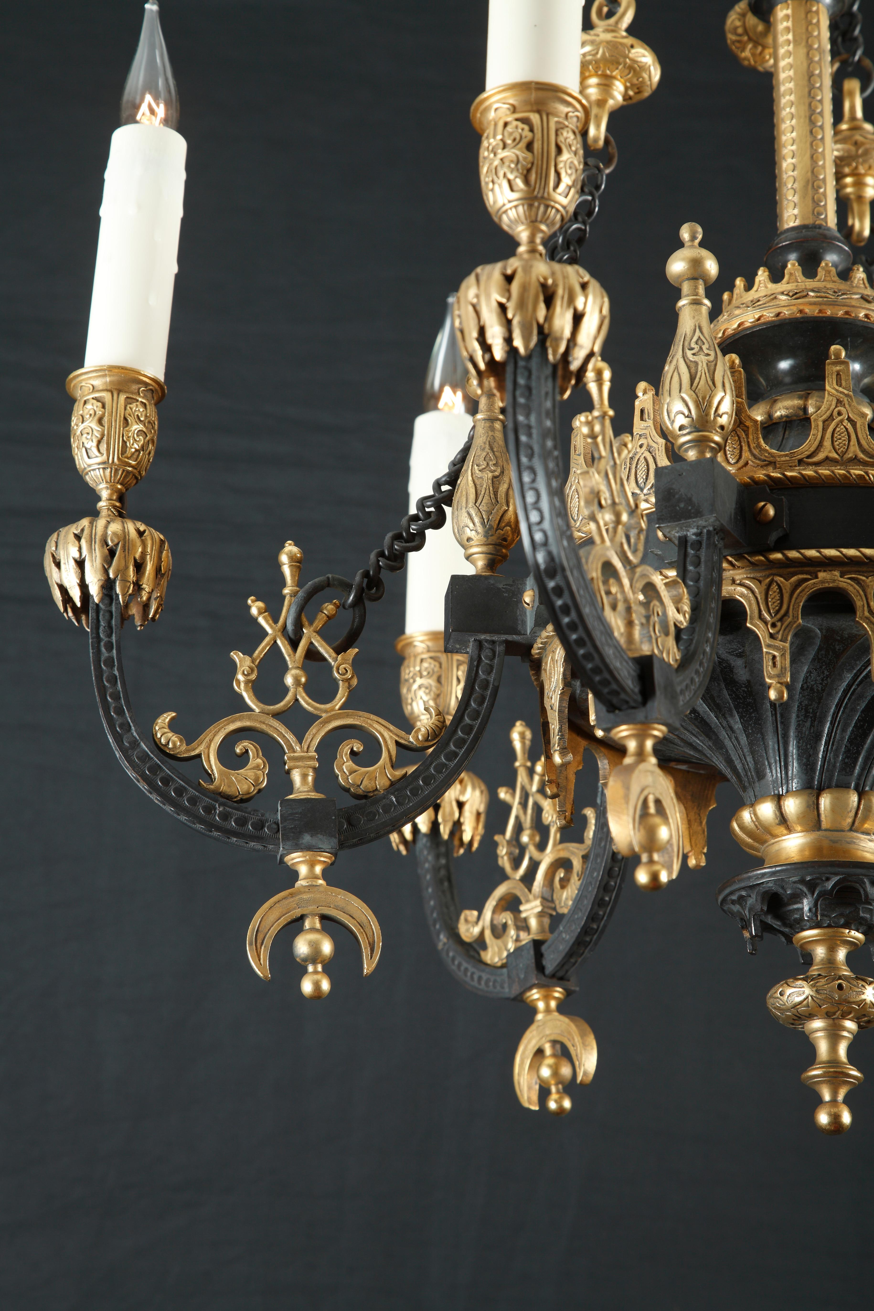 Gilt Beautiful Ottoman Style Chandelier Attributed to F. Barbedienne, France, c. 1870 For Sale