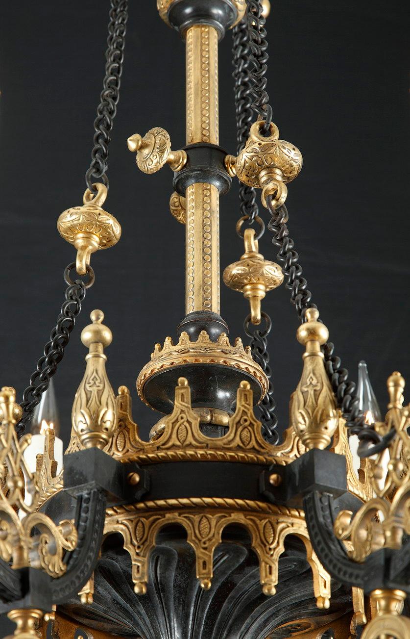 Français Magnifique lustre de style ottoman attribué à F. Barbedienne, France, vers 1870 en vente