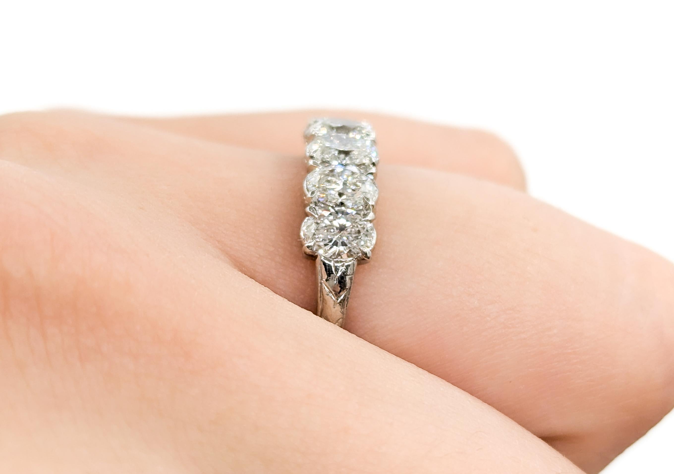 Oval Cut Beautiful Oval Diamond 5-Stone Ring in Platinum For Sale