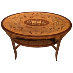 Beautiful Oval Satinwood Marquetry Inlaid Edwardian Period Coffee Table