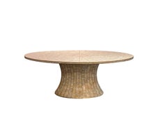 Beautiful oval tessellated stone dining table and brass by Maitland Smith.