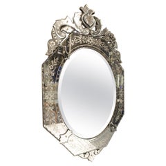 Antique Beautiful Oval Venetian Mirror, Early 20th Century